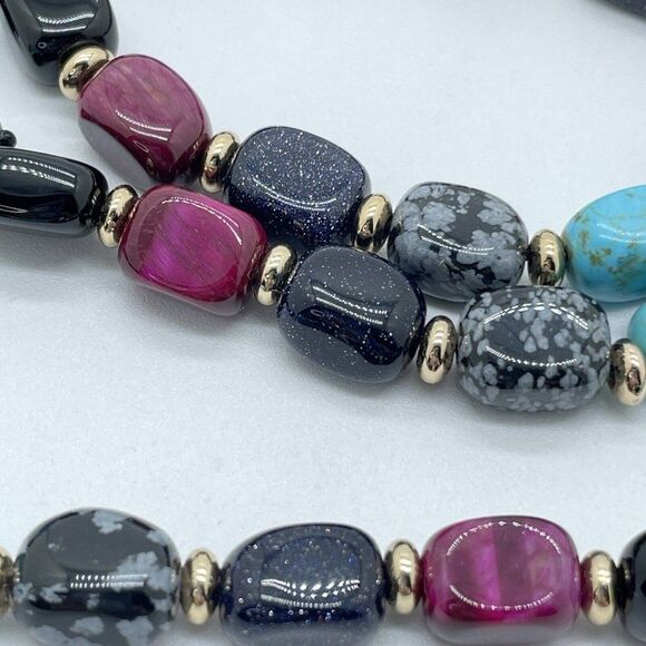 QVC Lola Rose Islington Moroccan Mix Necklace & Bracelet Set Gemstone Adjustable - Picture 7 of 13